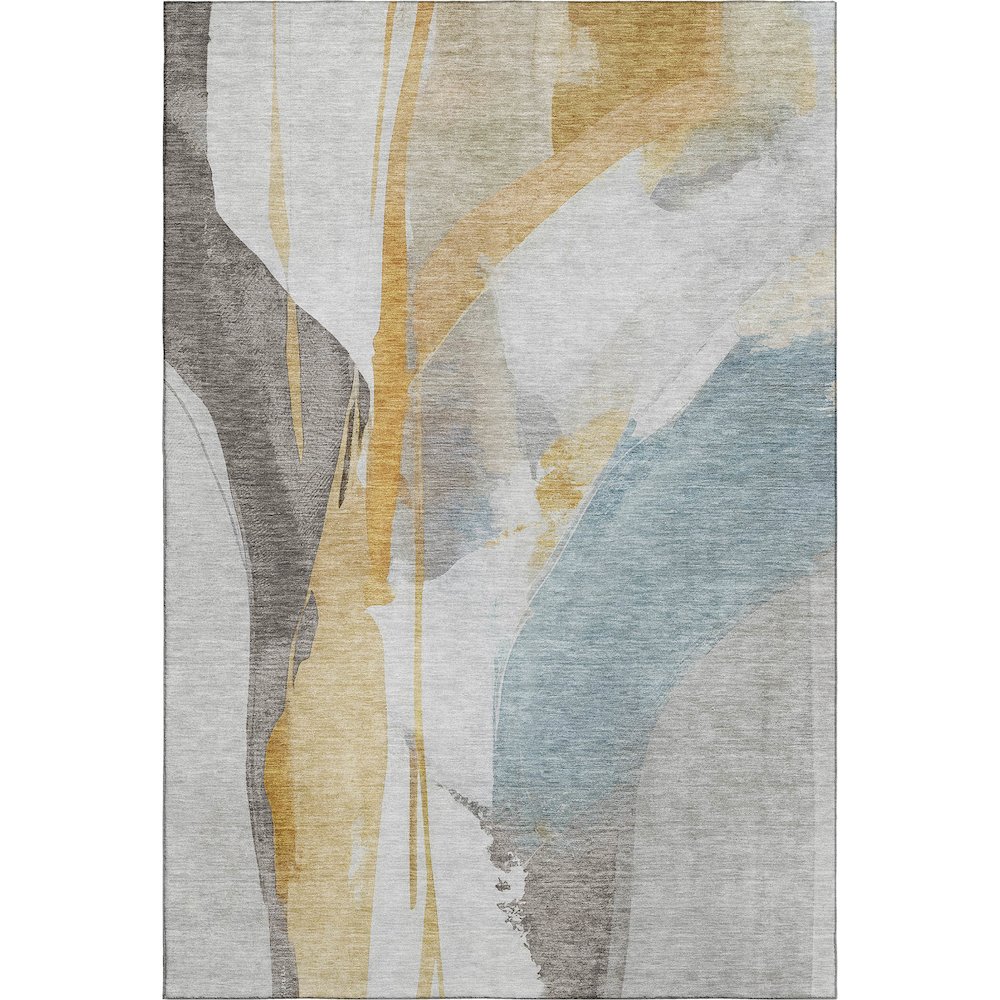 Luxury Washable Indoor/Outdoor Ravenna Gold 9' x 12' Rug. Picture 1