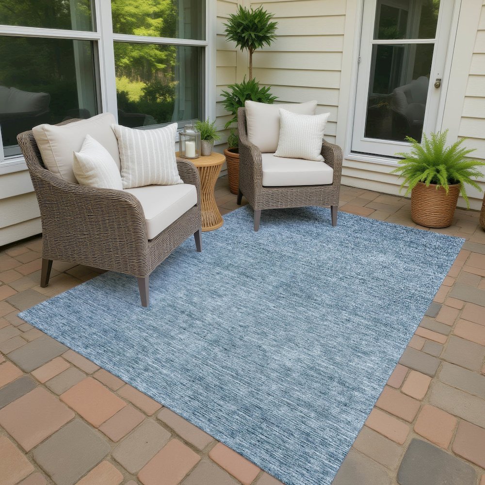 Luxury Washable Indoor/Outdoor Soft Essentials SE1 Blue 8' x 10' Rug. Picture 7