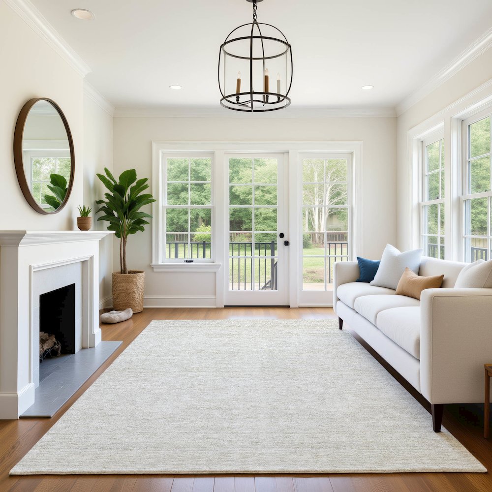 Luxury Washable Indoor/Outdoor Soft Essentials SE1 Ivory 9' x 12' Rug. Picture 6