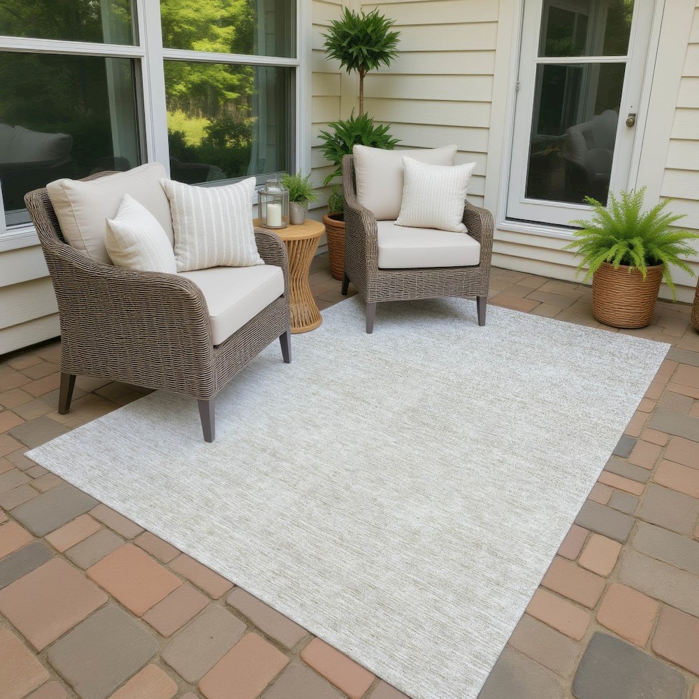 Luxury Washable Indoor/Outdoor Soft Essentials SE1 Ivory 8' x 10' Rug. Picture 7