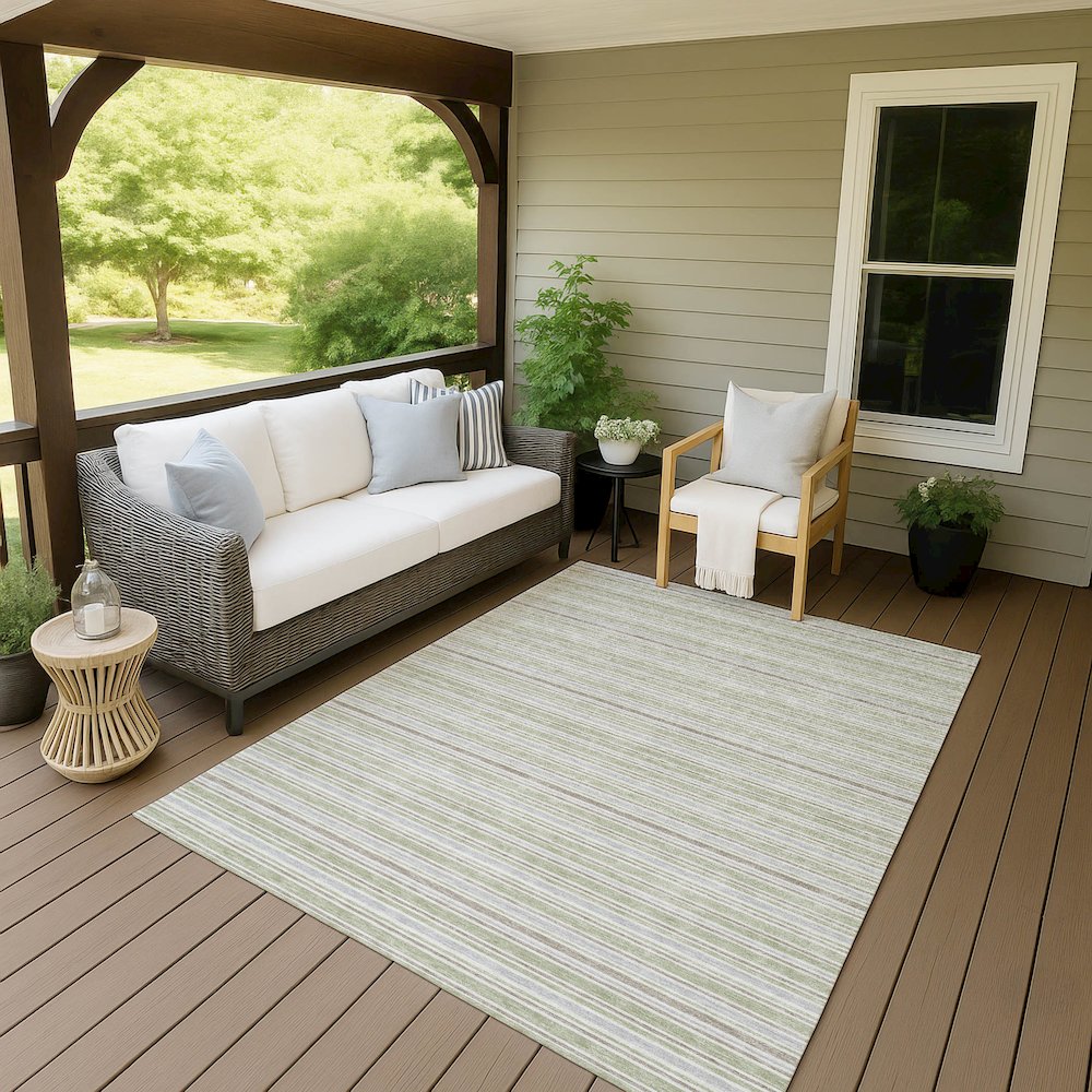Luxury Washable Indoor/Outdoor Soft Essentials SE2 Green 8' x 10' Rug. Picture 7