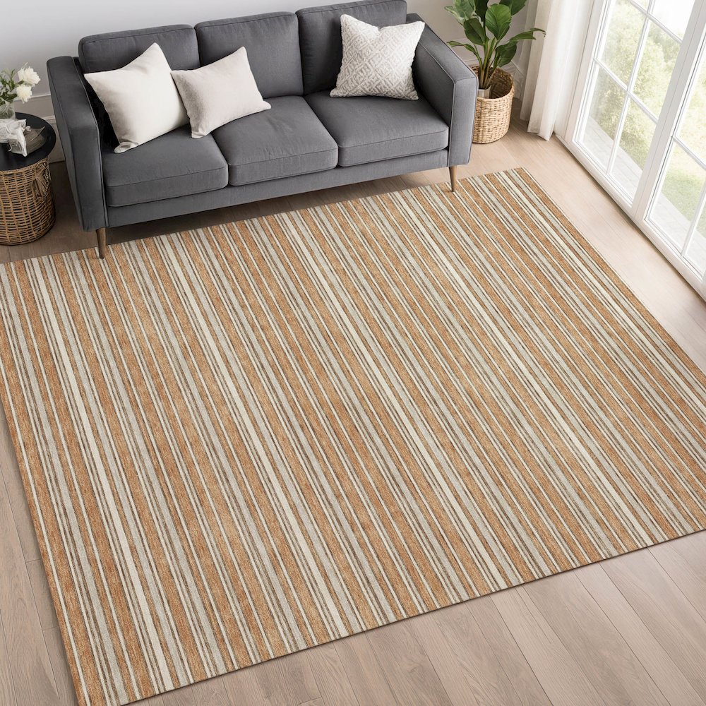 Luxury Washable Indoor/Outdoor Soft Essentials SE2 Orange 9' x 12' Rug. Picture 5