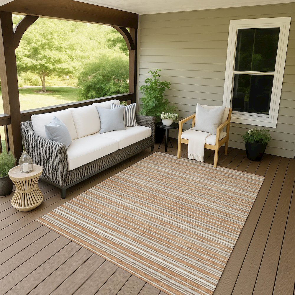 Luxury Washable Indoor/Outdoor Soft Essentials SE2 Orange 8' x 10' Rug. Picture 7
