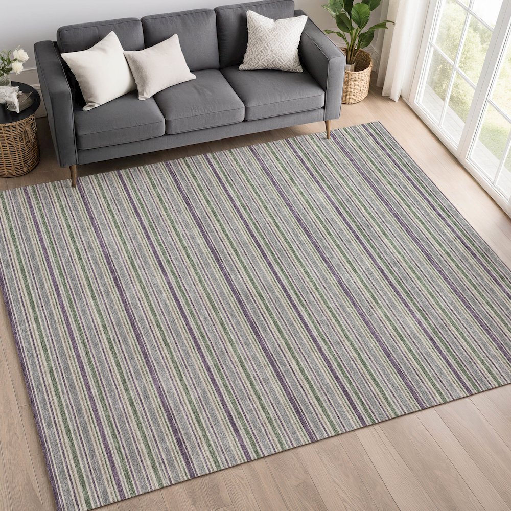 Luxury Washable Indoor/Outdoor Soft Essentials SE2 Gray 9' x 12' Rug. Picture 5