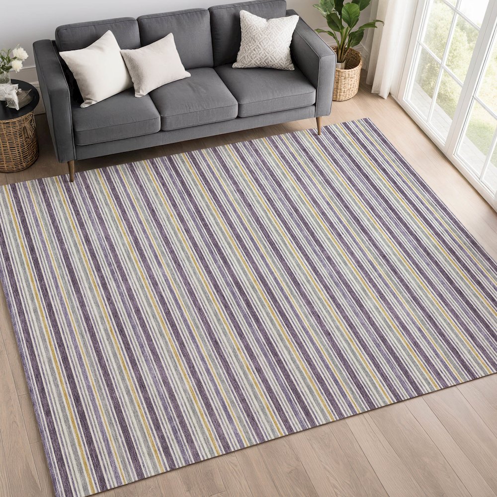 Luxury Washable Indoor/Outdoor Soft Essentials SE2 Purple 9' x 12' Rug. Picture 5