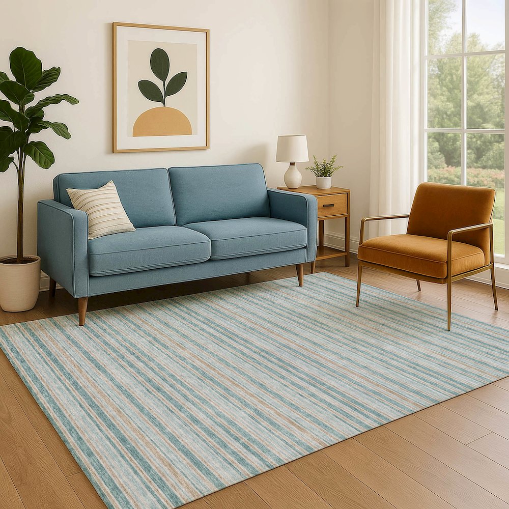 Luxury Washable Indoor/Outdoor Soft Essentials SE2 Teal 9' x 12' Rug. Picture 6