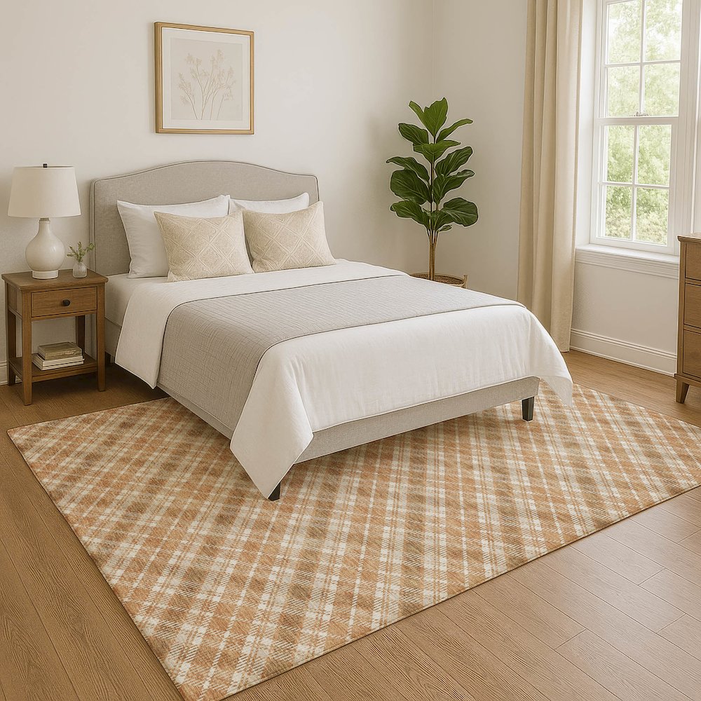 Luxury Washable Indoor/Outdoor Soft Essentials SE3 Orange 9' x 12' Rug. Picture 5