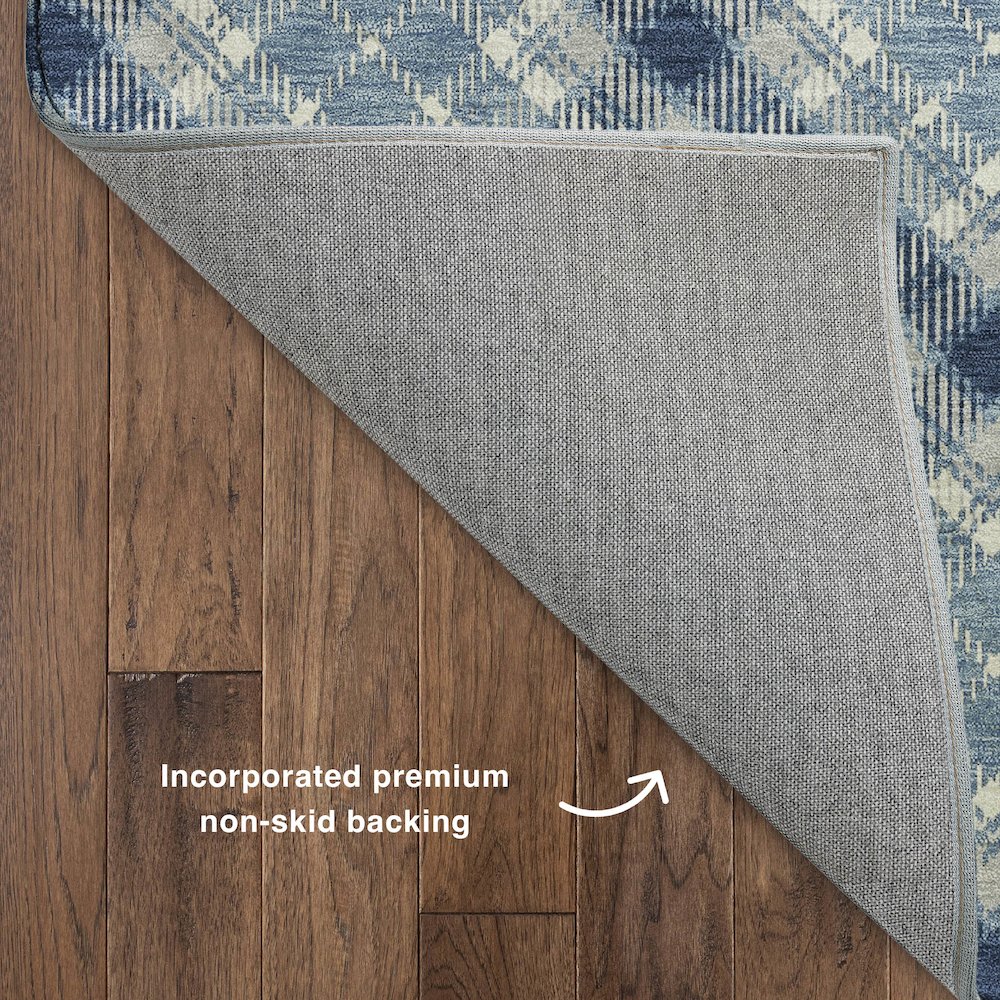 Luxury Washable Indoor/Outdoor Soft Essentials SE3 Blue 5' x 7'6" Rug. Picture 4