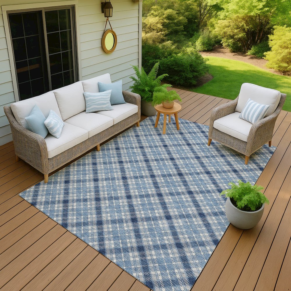 Luxury Washable Indoor/Outdoor Soft Essentials SE3 Blue 8' x 10' Rug. Picture 7