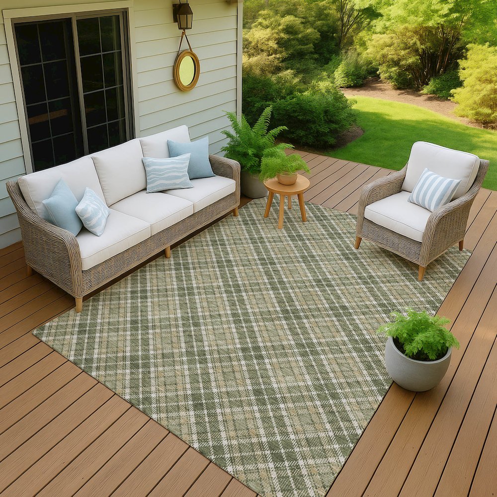 Luxury Washable Indoor/Outdoor Soft Essentials SE3 Green 8' x 10' Rug. Picture 7