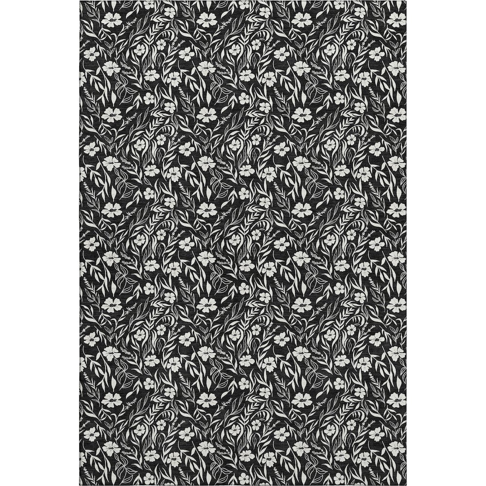 Luxury Washable Indoor/Outdoor Soft Essentials SE4 Black 9' x 12' Rug. Picture 1