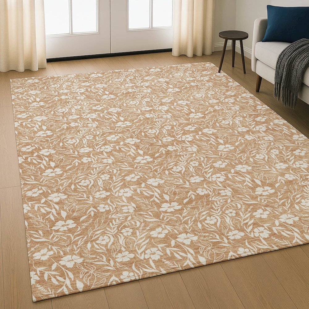 Luxury Washable Indoor/Outdoor Soft Essentials SE4 Orange 9' x 12' Rug. Picture 5