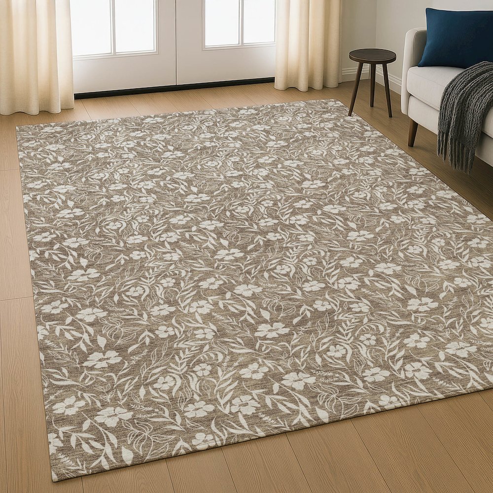 Luxury Washable Indoor/Outdoor Soft Essentials SE4 Brown 9' x 12' Rug. Picture 5
