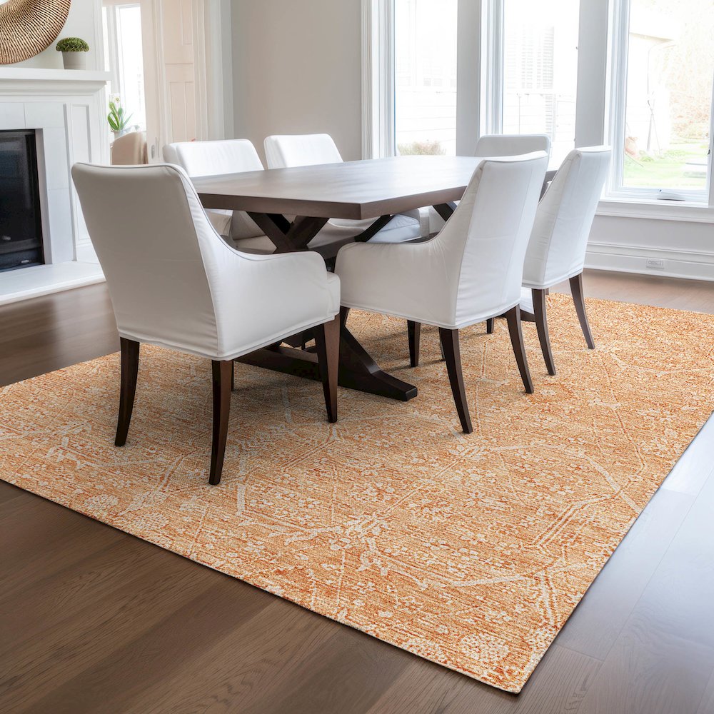 Luxury Washable Indoor/Outdoor Solace Salmon 9' x 12' Rug. Picture 6