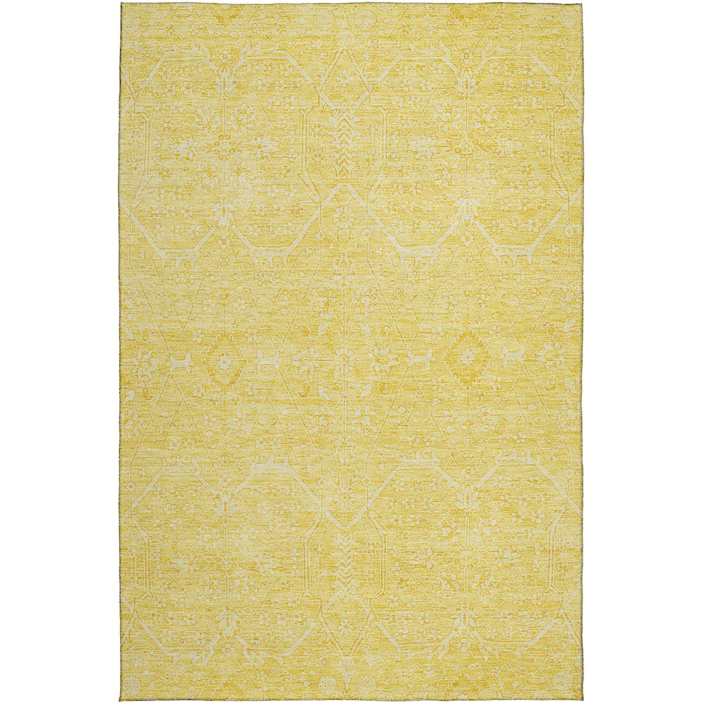 Luxury Washable Indoor/Outdoor Solace Yellow 9' x 12' Rug. Picture 1