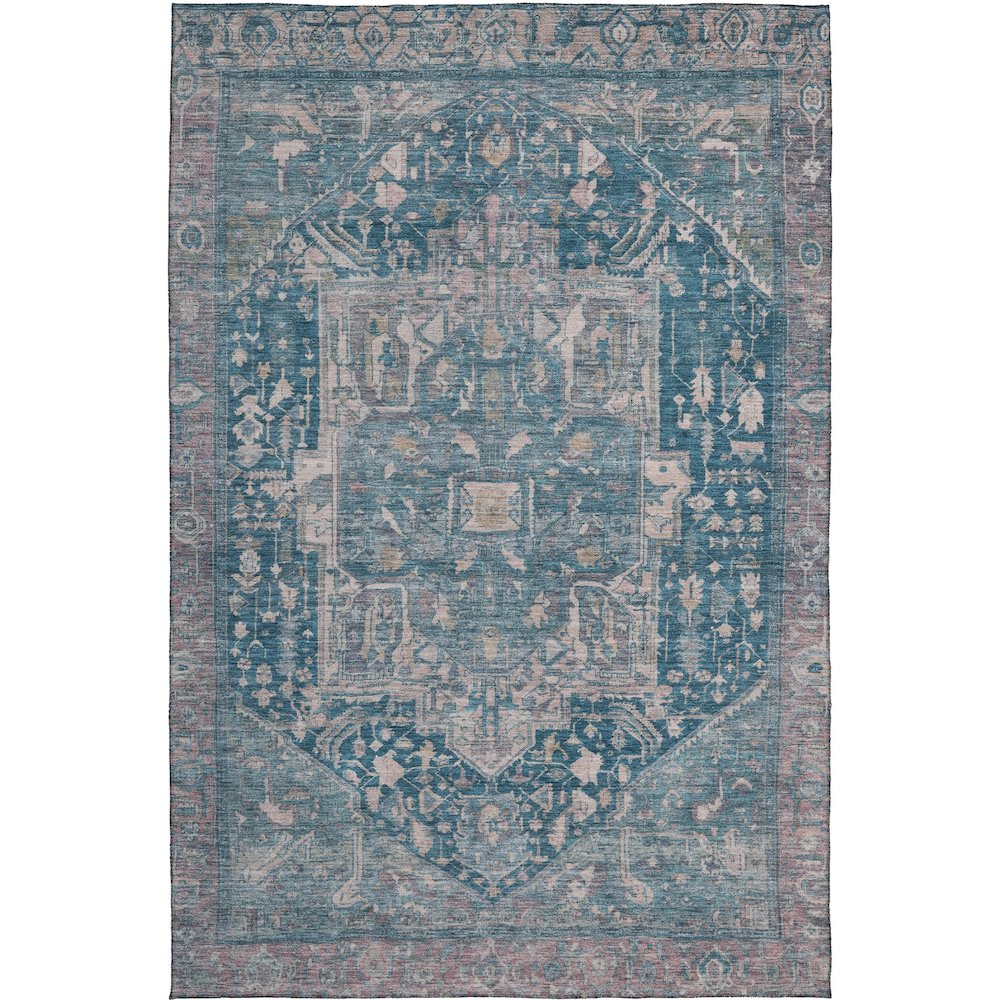 Luxury Washable Indoor/Outdoor Solace Blue 9' x 12' Rug. Picture 1