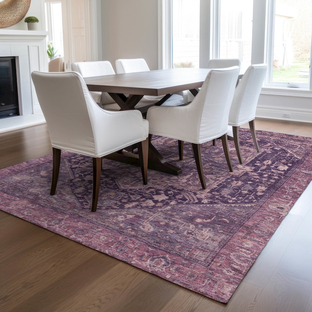 Luxury Washable Indoor/Outdoor Solace Eggplant 9' x 12' Rug. Picture 6