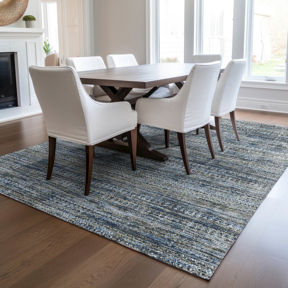 Luxury Washable Indoor/Outdoor Solace Denim 9' x 12' Rug. Picture 6