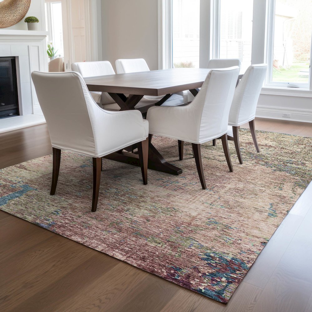 Luxury Washable Indoor/Outdoor Solace Blush 9' x 12' Rug. Picture 6