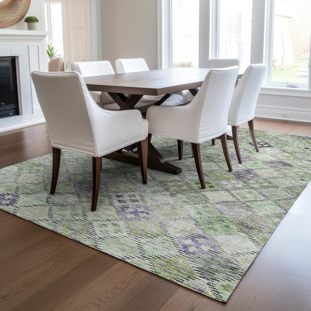 Luxury Washable Indoor/Outdoor Solace Green 9' x 12' Rug. Picture 6