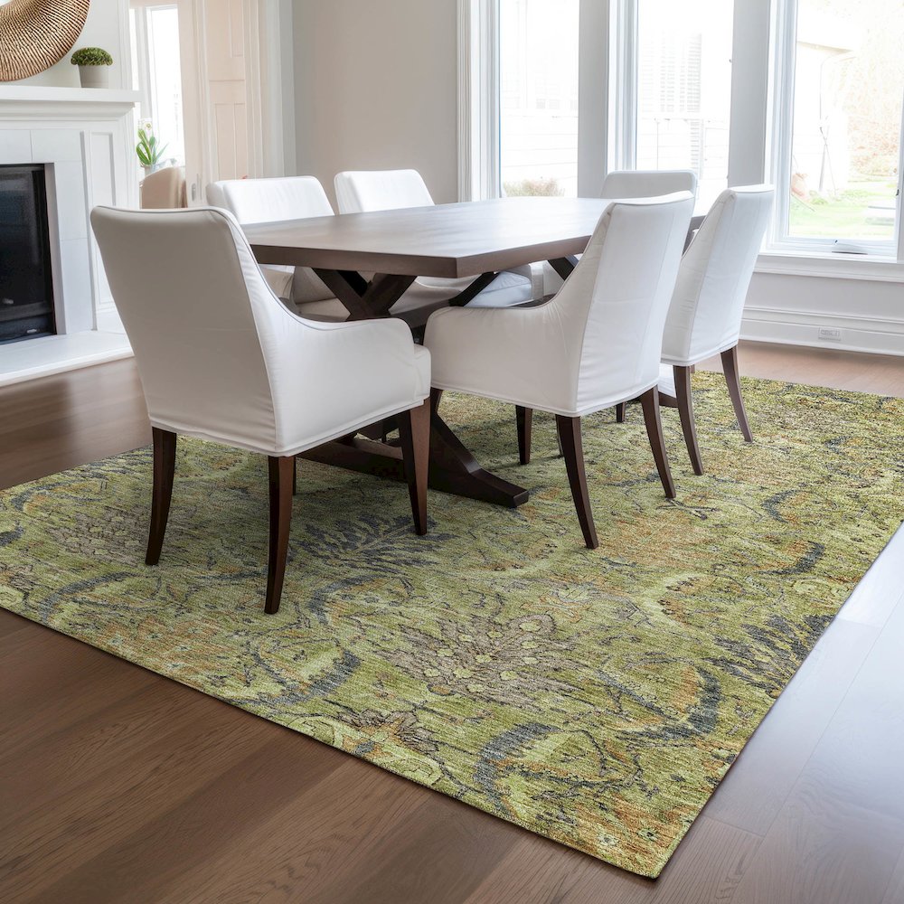 Luxury Washable Indoor/Outdoor Solace Aloe 9' x 12' Rug. Picture 6