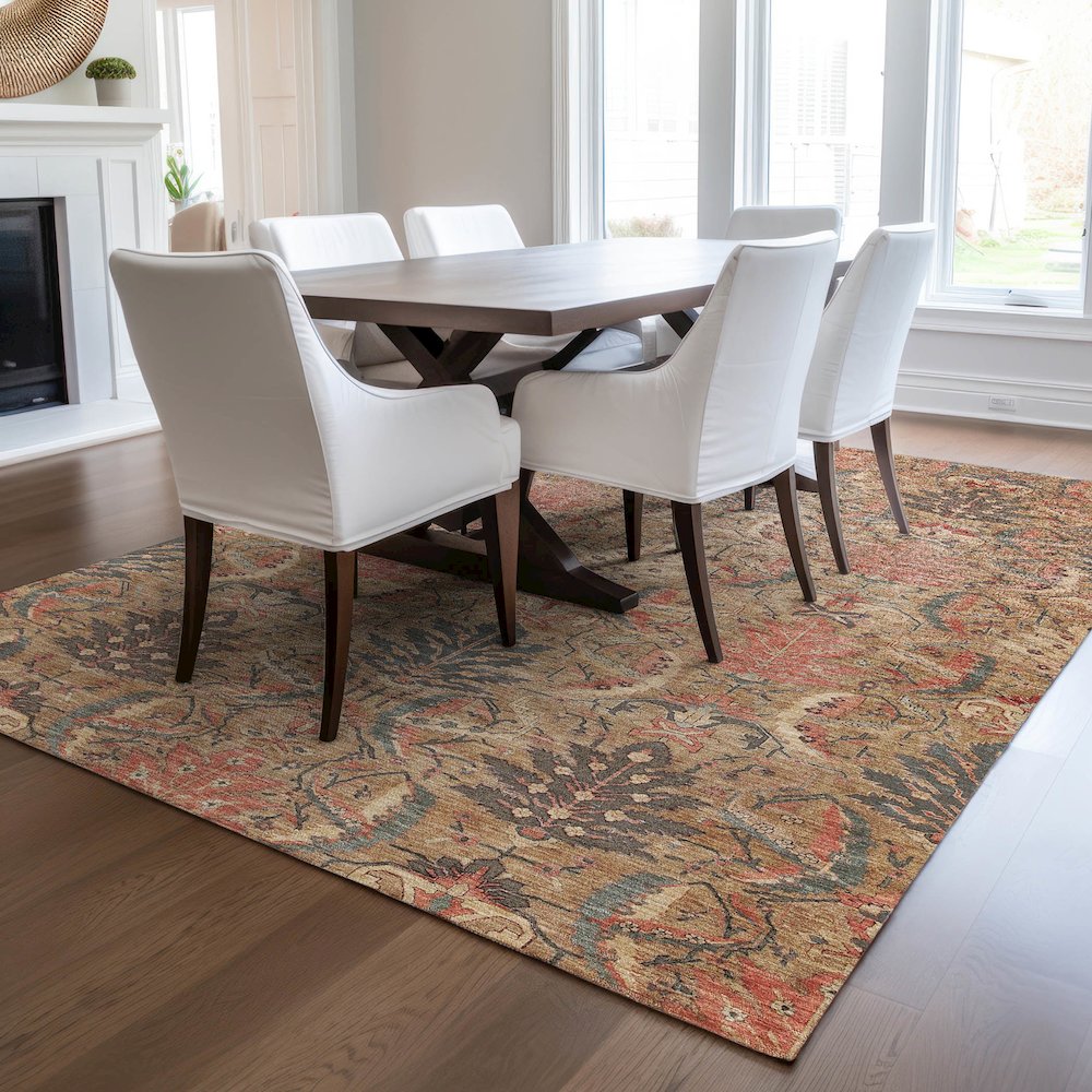 Luxury Washable Indoor/Outdoor Solace Tan 9' x 12' Rug. Picture 6