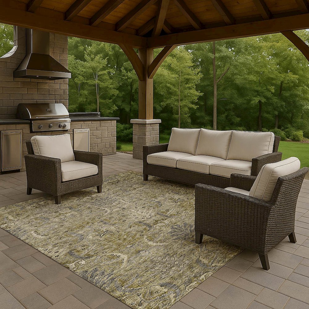 Luxury Washable Indoor/Outdoor Solace Taupe 9' x 12' Rug. Picture 7