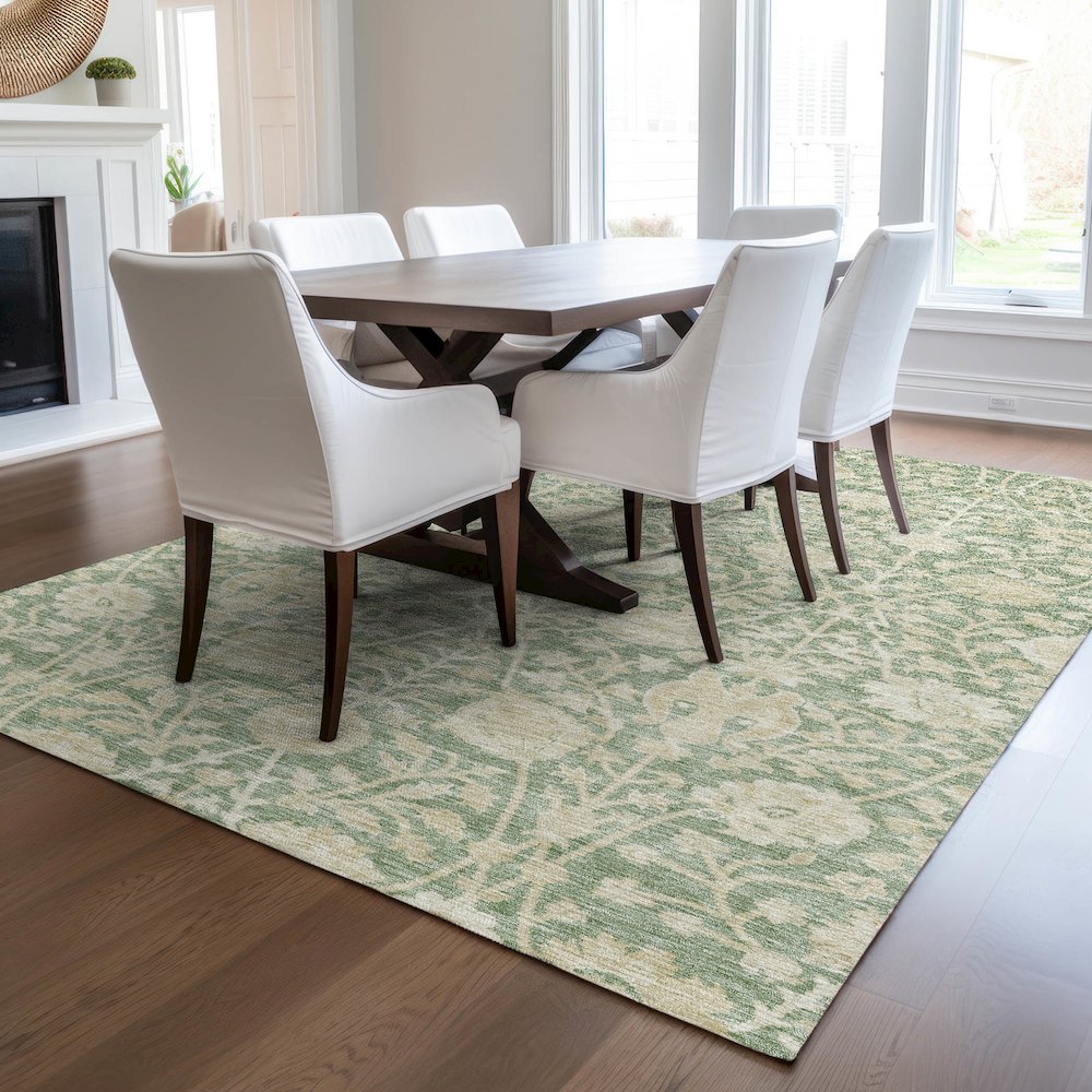 Luxury Washable Indoor/Outdoor Solace Aloe 9' x 12' Rug. Picture 6
