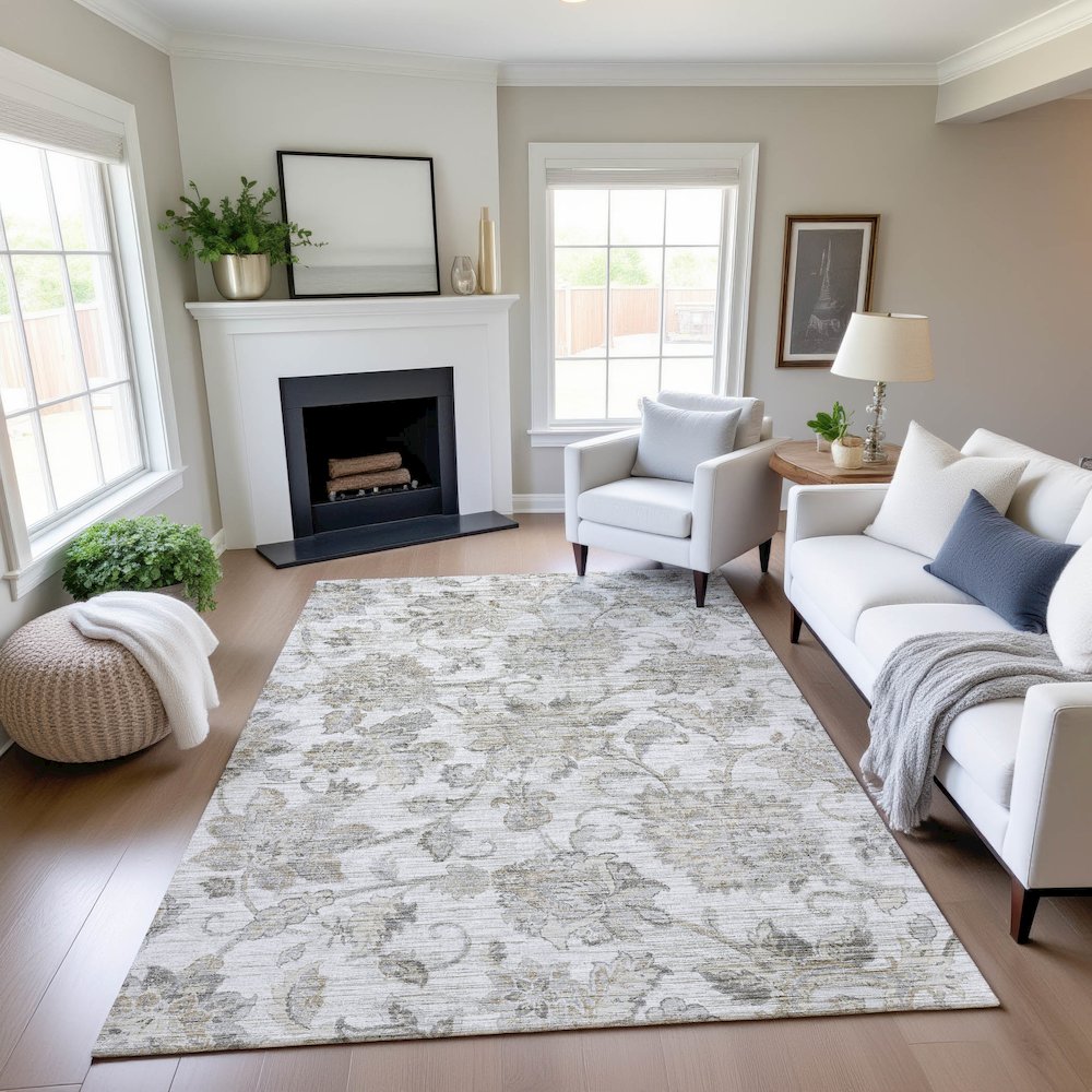 Indoor/Outdoor Silk Road Linen 8' x 10' Rug. Picture 5