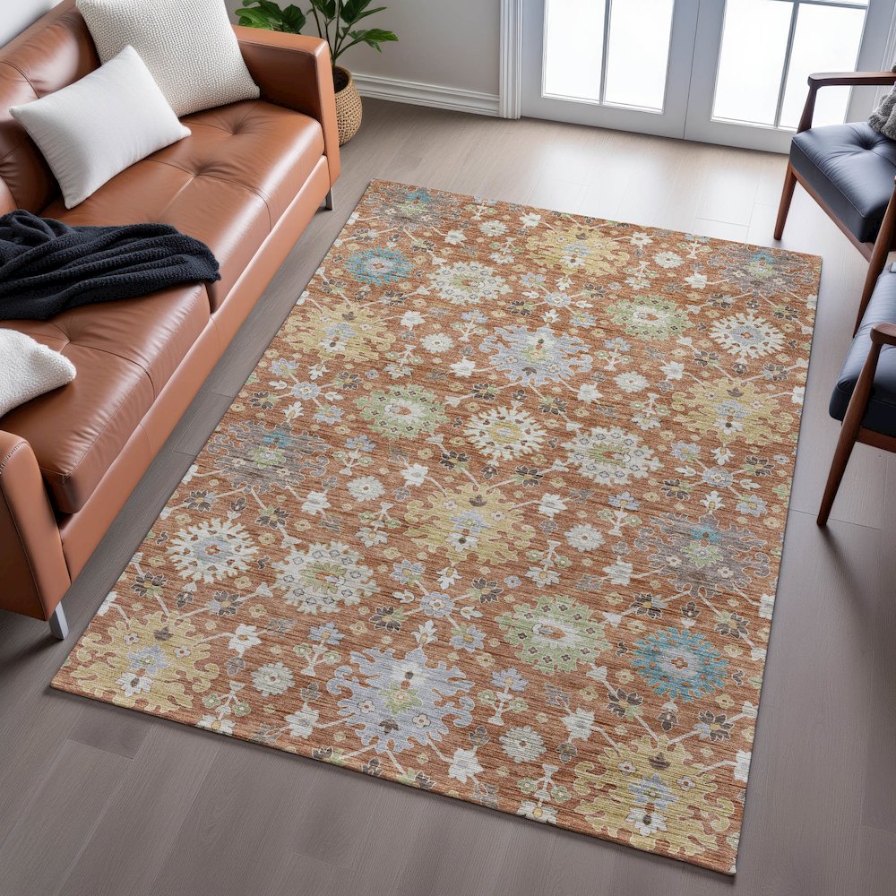 Indoor/Outdoor Silk Road Cayenne 8' x 10' Rug. Picture 6