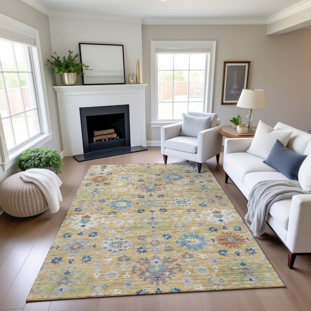 Indoor/Outdoor Silk Road Turmeric 8' x 10' Rug. Picture 5