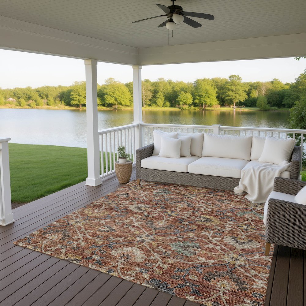 Indoor/Outdoor Silk Road Paprika 8' x 10' Rug. Picture 7