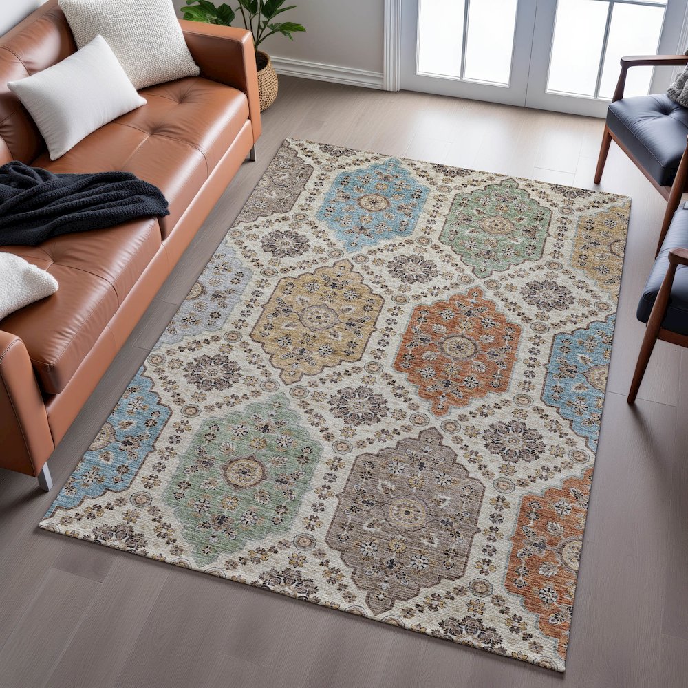 Indoor/Outdoor Silk Road Linen 8' x 10' Rug. Picture 6
