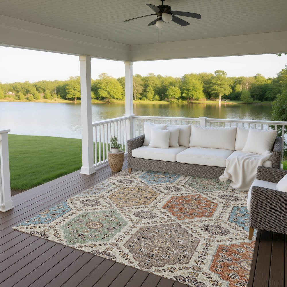 Indoor/Outdoor Silk Road Linen 8' x 10' Rug. Picture 7