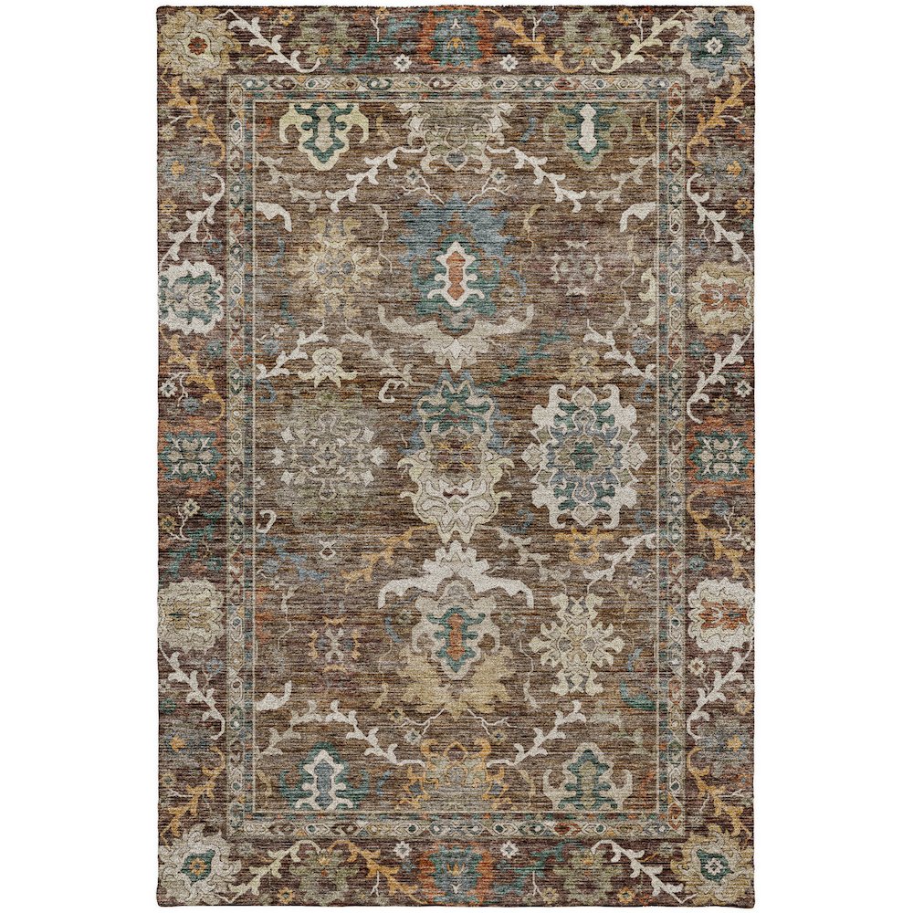 Indoor/Outdoor Silk Road Chocolate 8' x 10' Rug. Picture 1