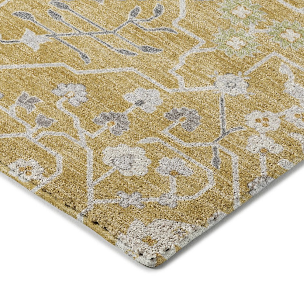 Luxury Washable Indoor/Outdoor Tabrook Gold 5' x 7'6" Rug. Picture 2