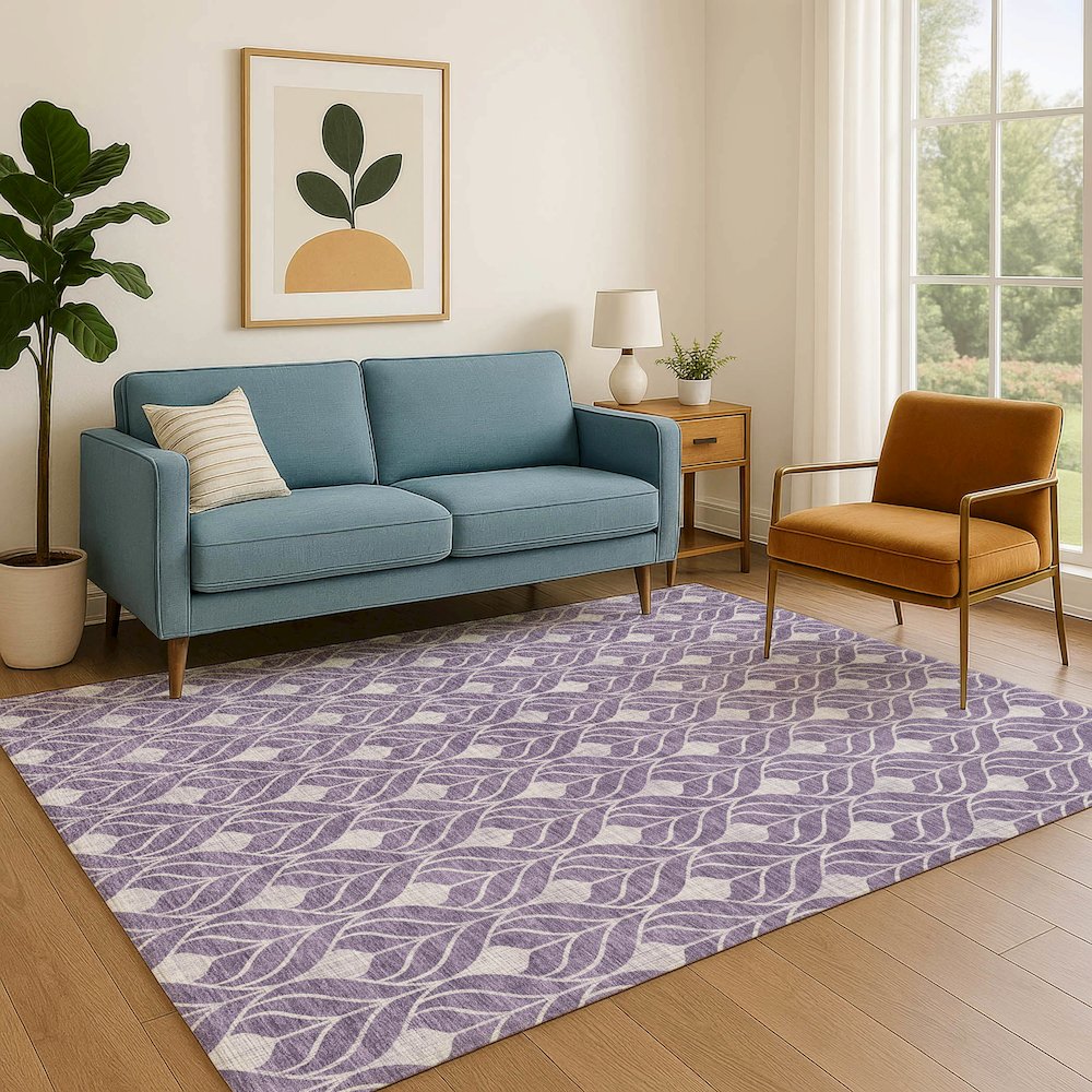 Luxury Washable Indoor/Outdoor The Reserve Plum 9' x 12' Rug. Picture 6