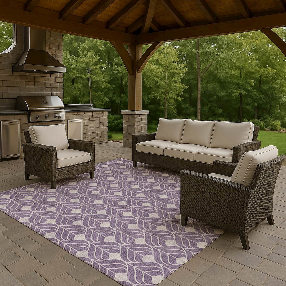 Luxury Washable Indoor/Outdoor The Reserve Plum 9' x 12' Rug. Picture 7