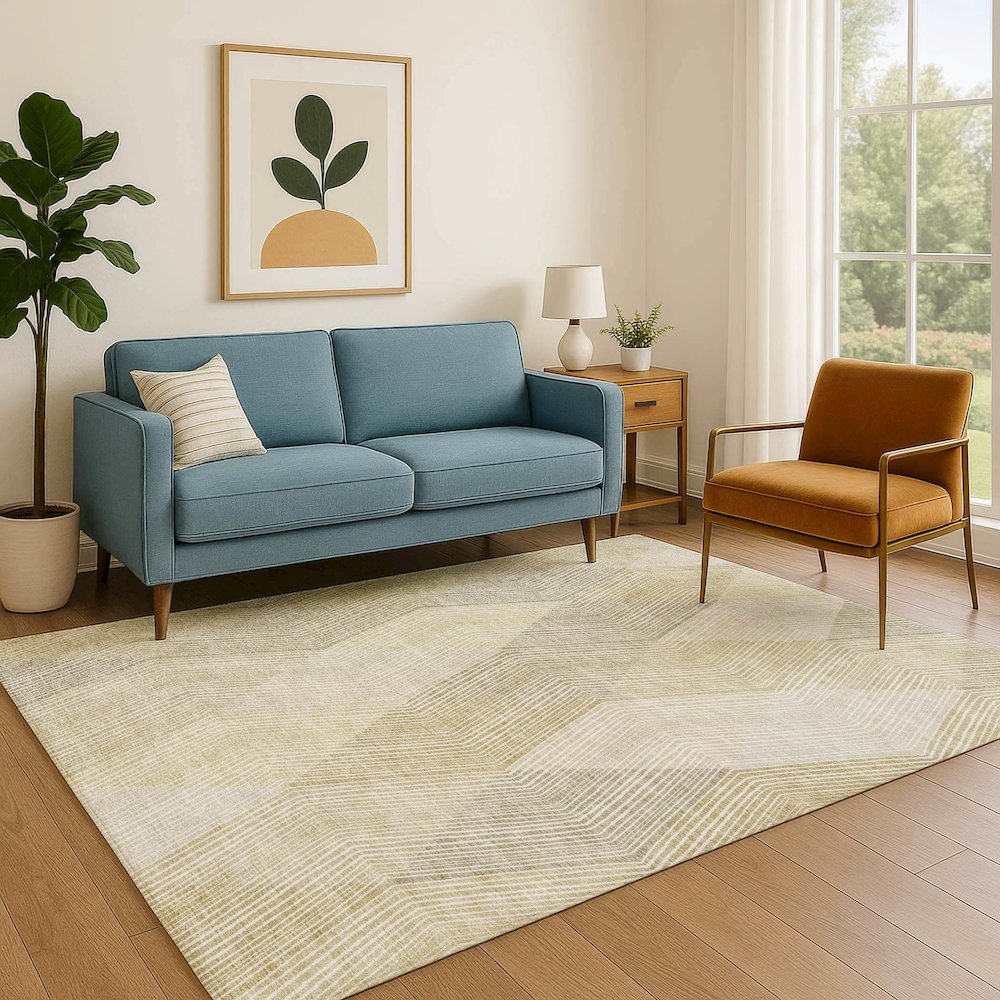 Luxury Washable Indoor/Outdoor The Reserve Beige 9' x 12' Rug. Picture 6