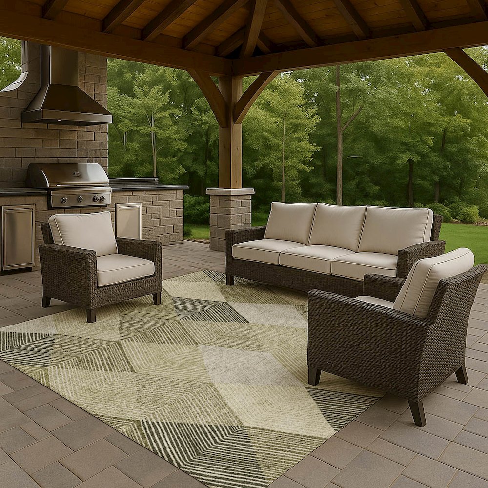Luxury Washable Indoor/Outdoor The Reserve Fern 9' x 12' Rug. Picture 7