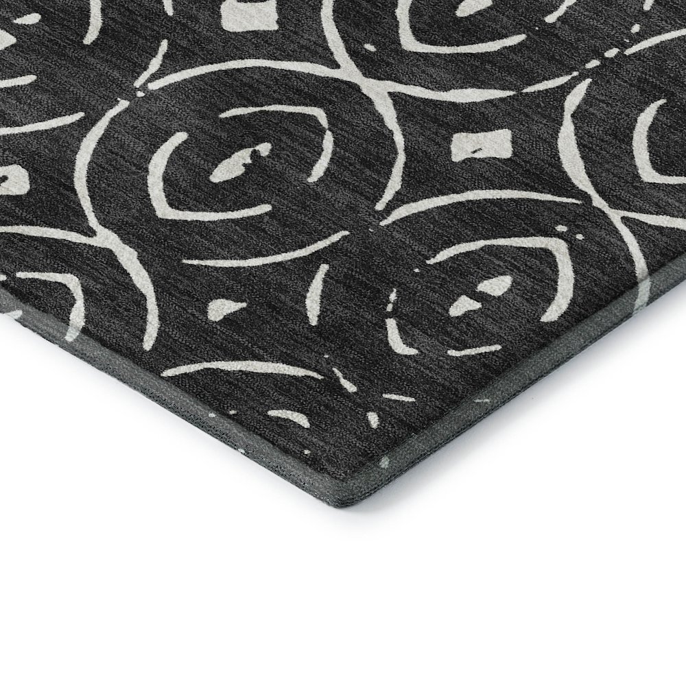 Luxury Washable Indoor/Outdoor The Reserve Black 5' x 7'6" Rug. Picture 2