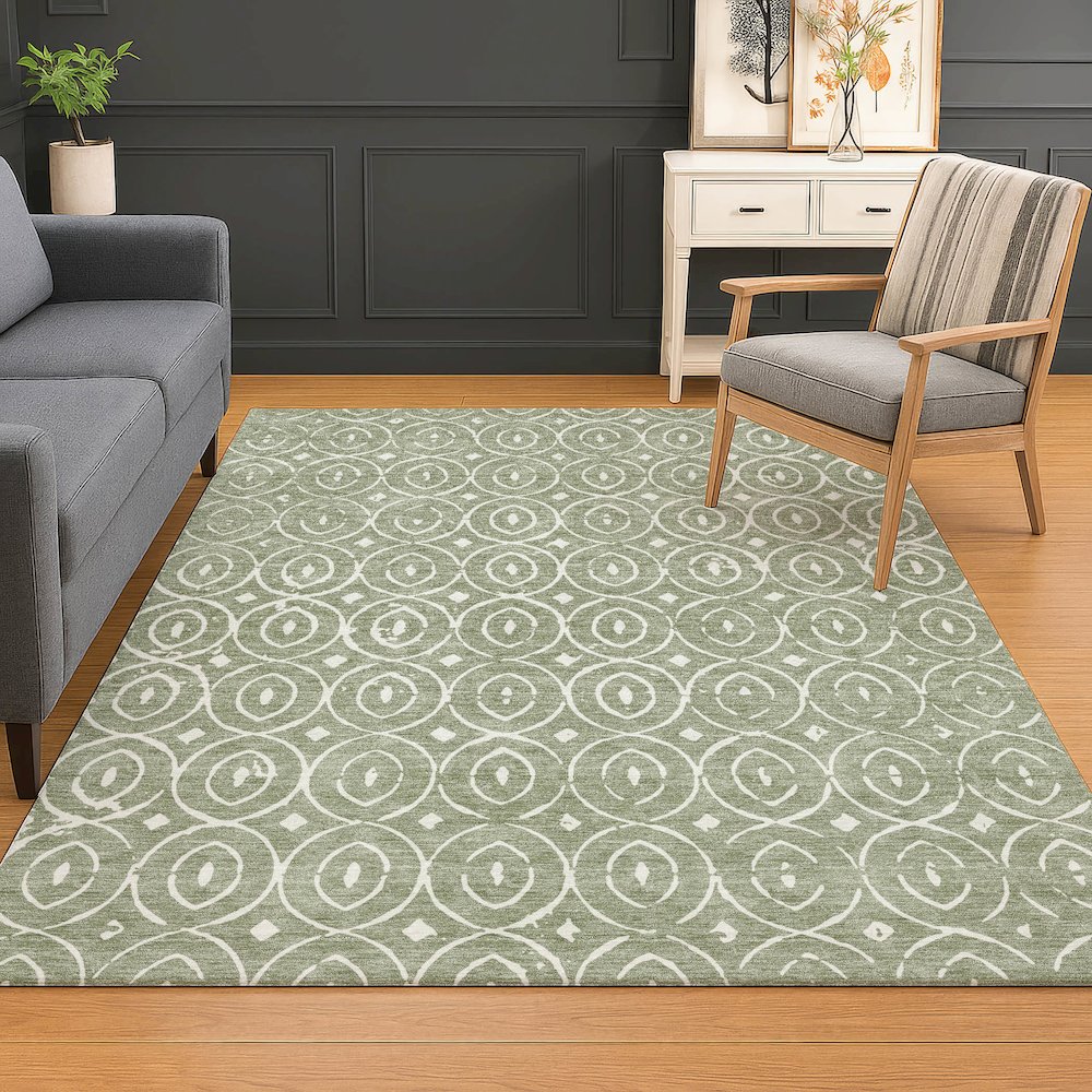 Luxury Washable Indoor/Outdoor The Reserve Fern 9' x 12' Rug. Picture 5