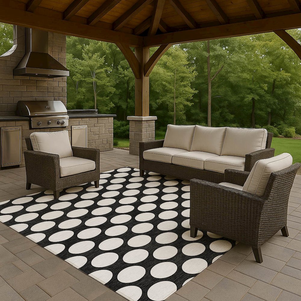 Luxury Washable Indoor/Outdoor The Reserve Black 9' x 12' Rug. Picture 7