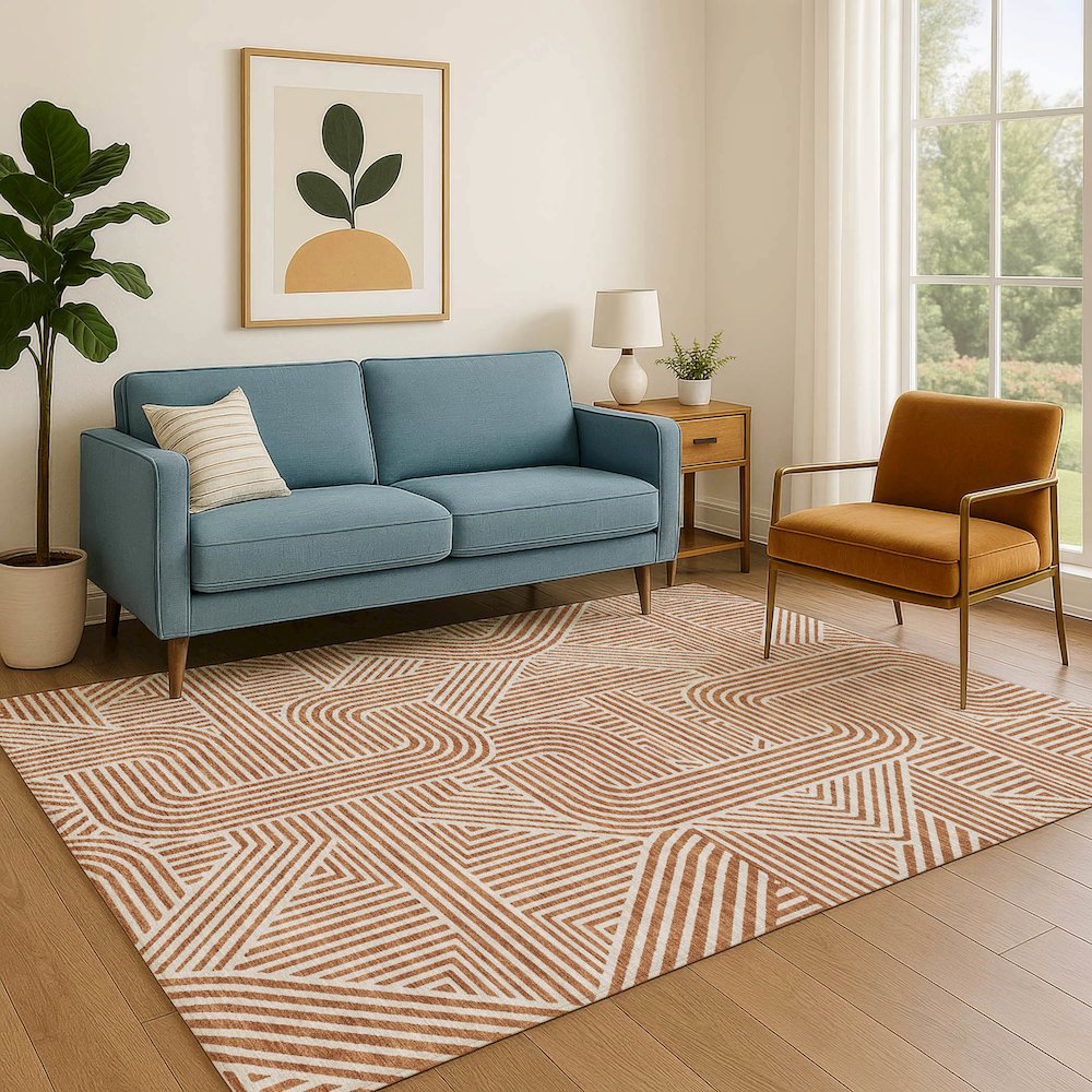 Luxury Washable Indoor/Outdoor The Reserve Paprika 9' x 12' Rug. Picture 6
