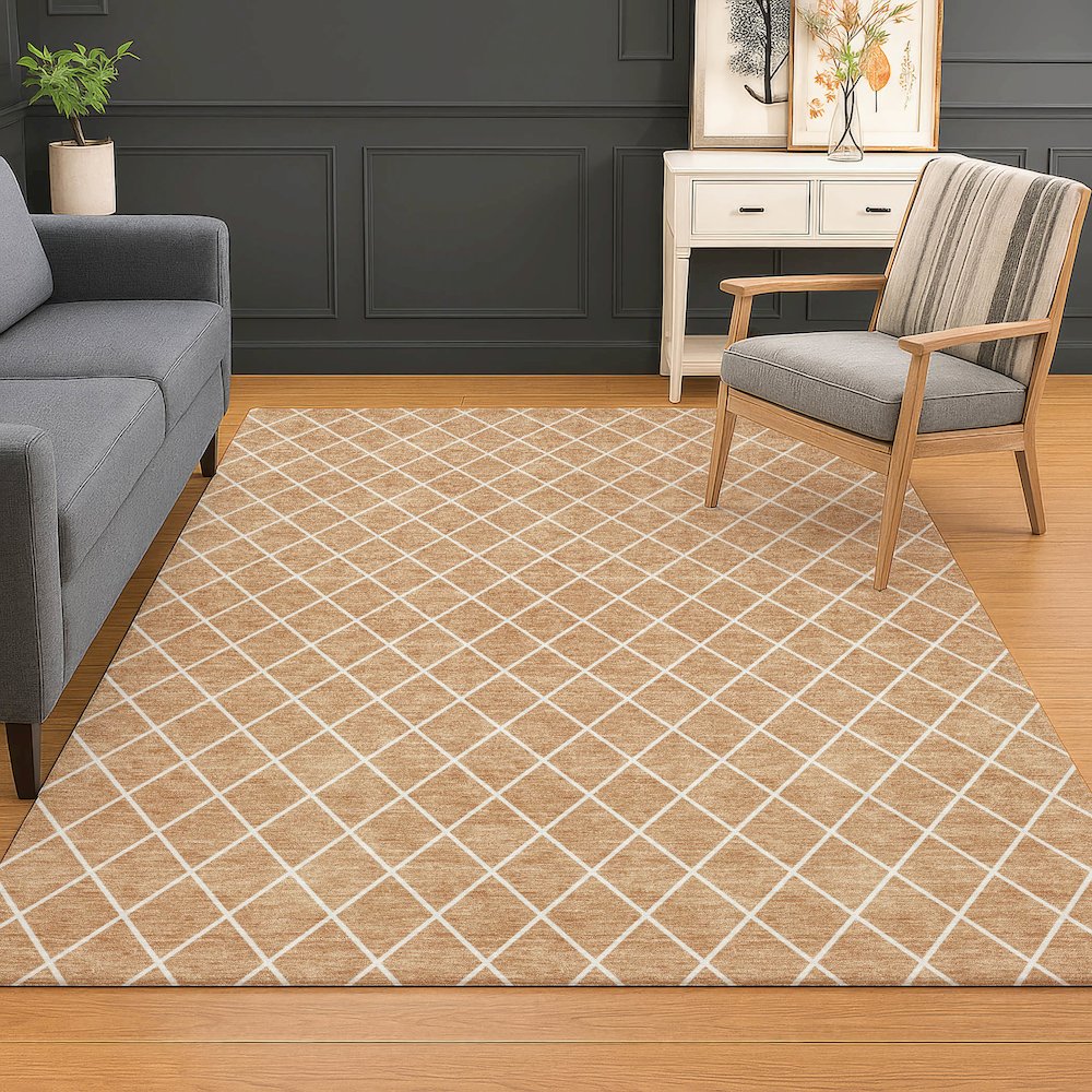 Luxury Washable Indoor/Outdoor The Reserve Copper 9' x 12' Rug. Picture 5
