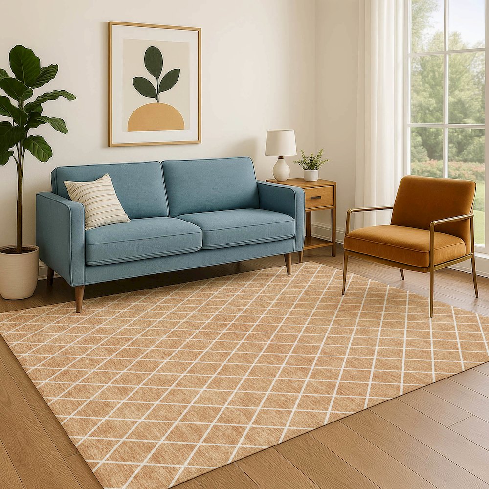 Luxury Washable Indoor/Outdoor The Reserve Copper 9' x 12' Rug. Picture 6
