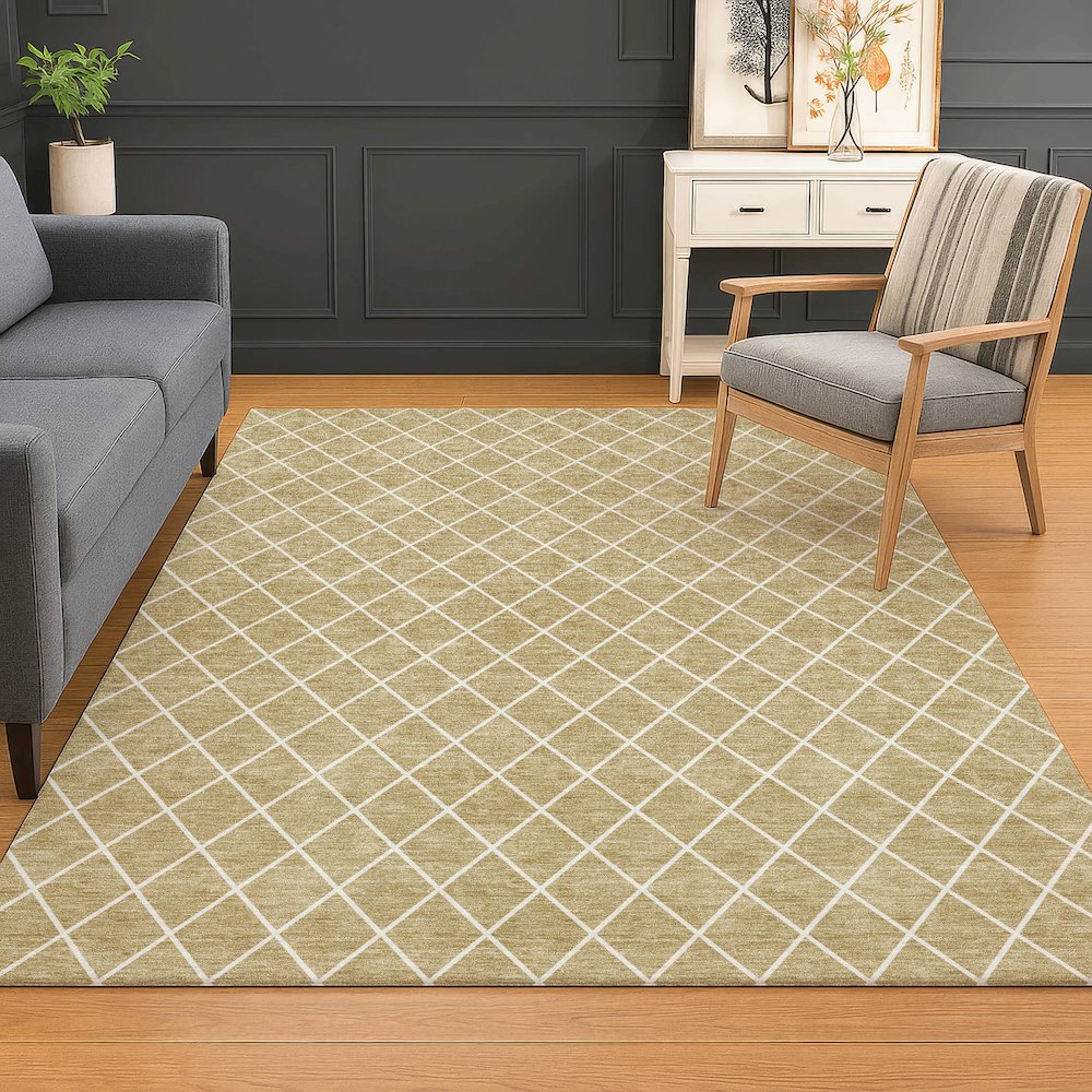 Luxury Washable Indoor/Outdoor The Reserve Walnut 9' x 12' Rug. Picture 5