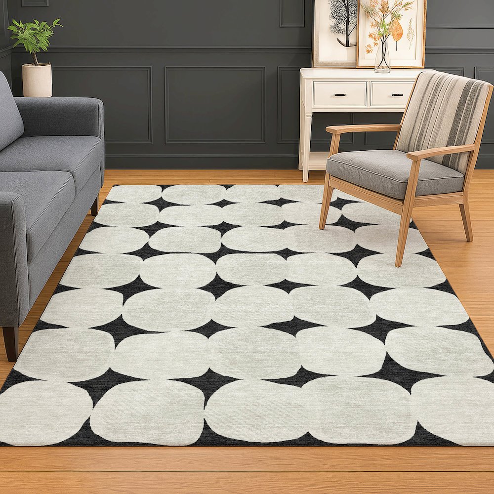Luxury Washable Indoor/Outdoor The Reserve Black 9' x 12' Rug. Picture 5