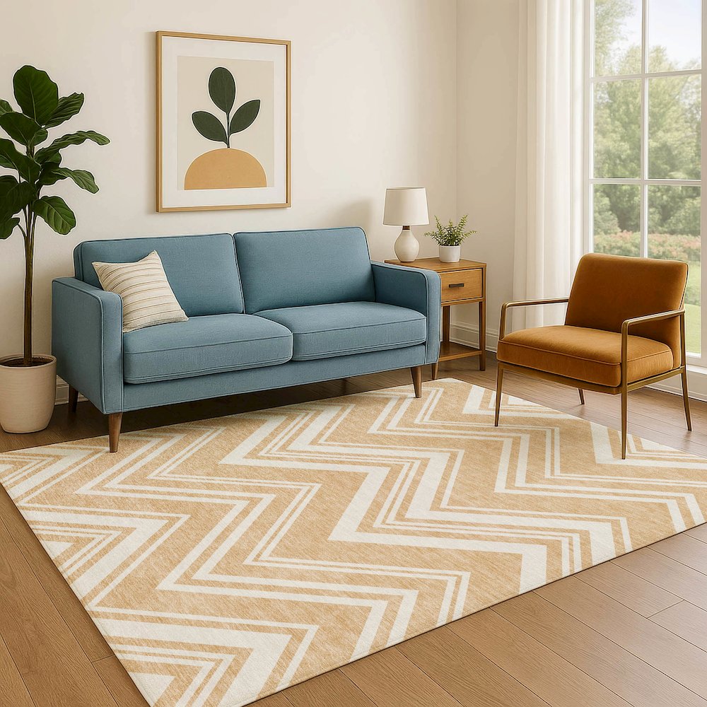 Luxury Washable Indoor/Outdoor The Reserve Peach 9' x 12' Rug. Picture 6