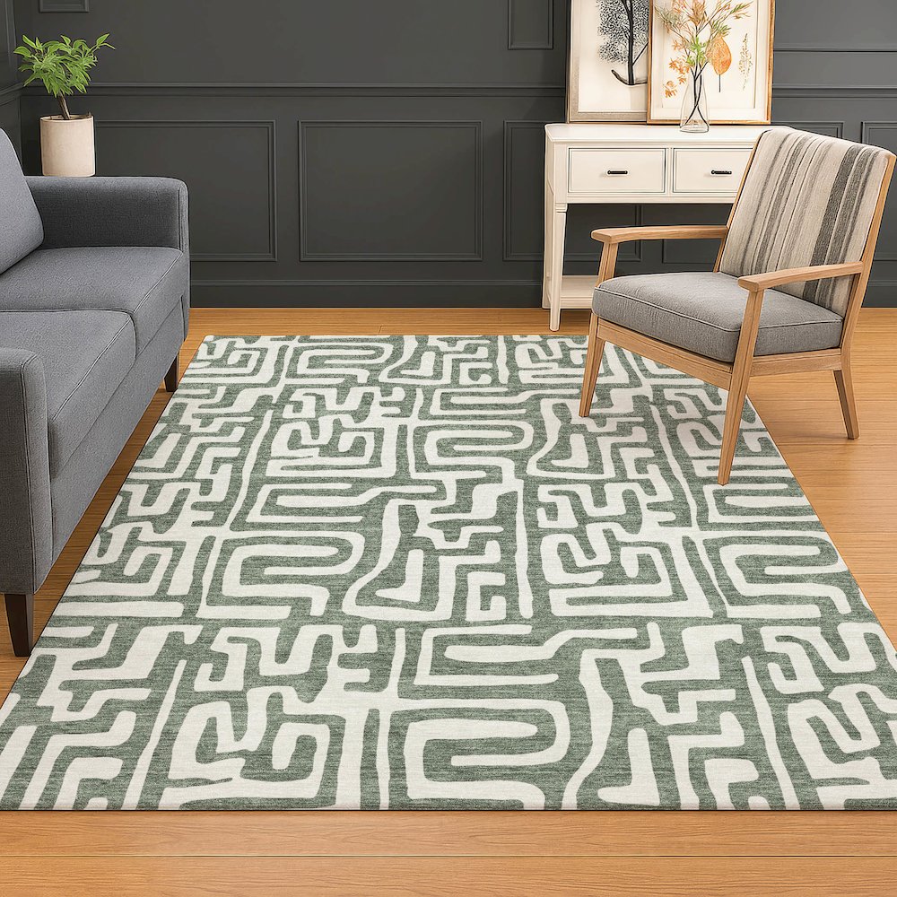 Luxury Washable Indoor/Outdoor The Reserve Basil 9' x 12' Rug. Picture 5
